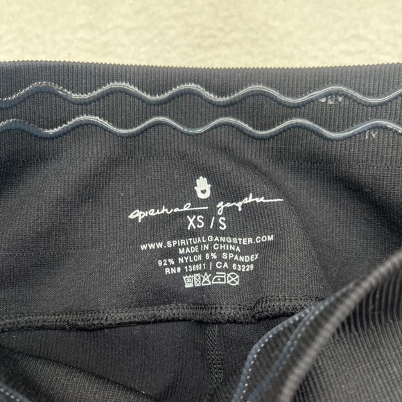 Spiritual Gangster | Black Ribbed High Waisted Seamless Leggings Size XS/S - Picture 3 of 9